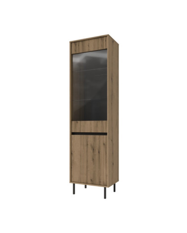 Vitrine Osaka chêne et noir - 55 x 205 x 40 cm