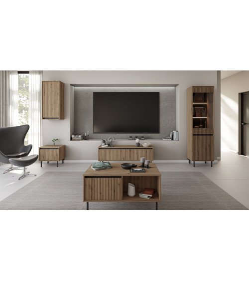 Buffet 3 portes 154 x 40 x 75 cm chêne canadian-blanc artik