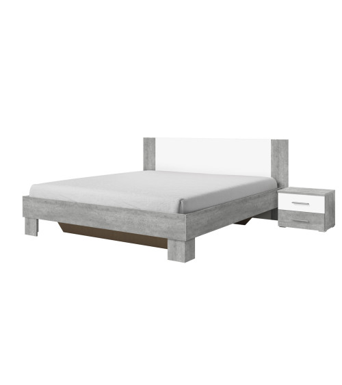 Letto + comodini VERA 180x200 cm, grigio decapato e bianco