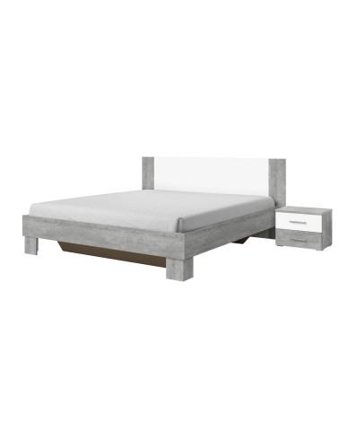 Letto + comodini VERA 180x200 cm, grigio decapato e bianco