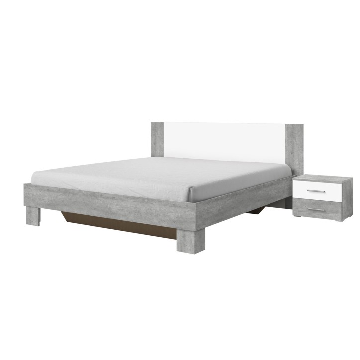 Letto + comodini VERA 180x200 cm, grigio decapato e bianco