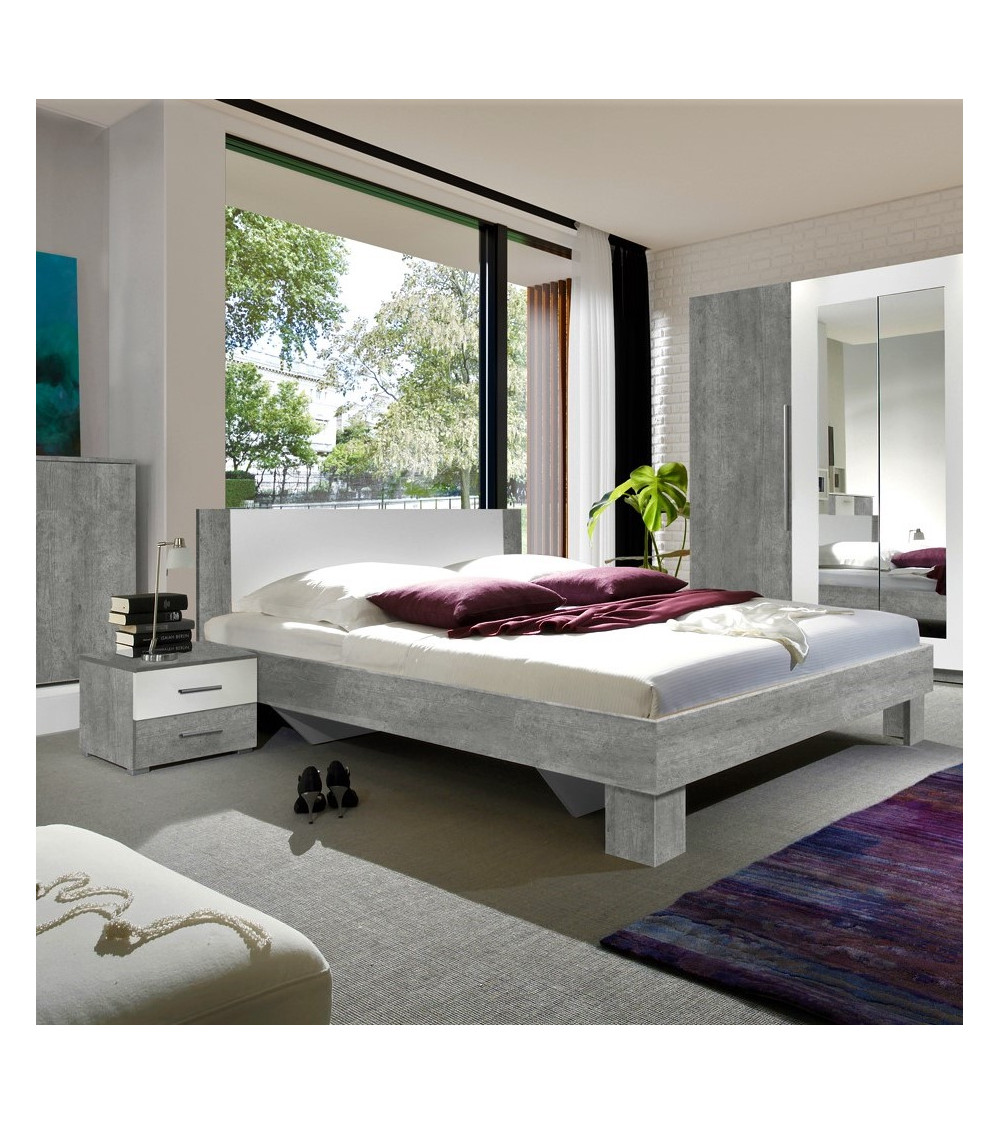 Complete slaapkamer VERA wit en ceruse grijs, complete slaapkamer voor volwassenen