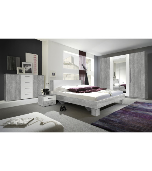 Complete slaapkamer VERA wit en ceruse grijs, complete slaapkamer voor volwassenen