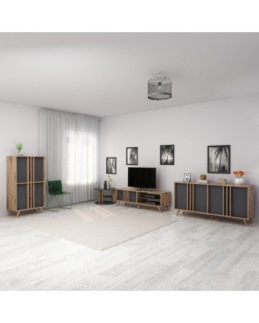 Salon complet Rilla bois et gris