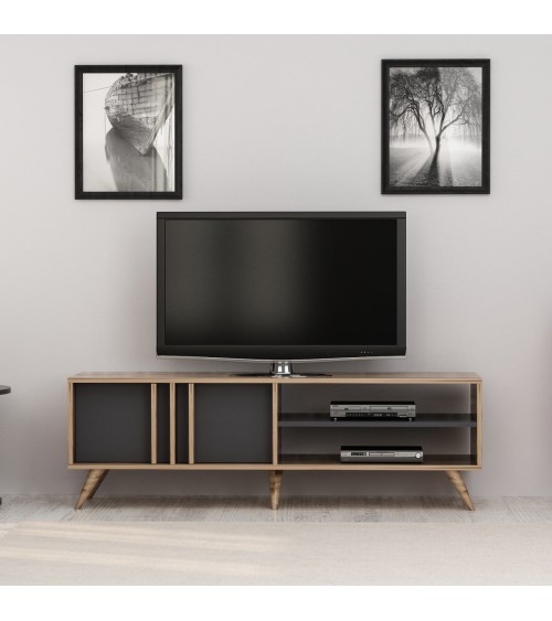 Salon complet Rilla bois et gris