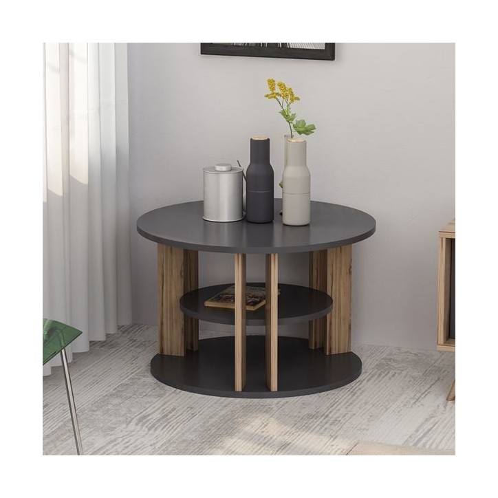 Salon complet Rilla bois et gris