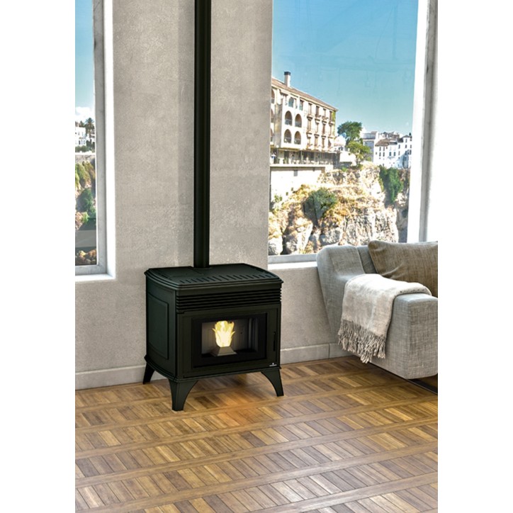 copy of Poêle à pellet canalisable slim 13 kW verre noir VERNON