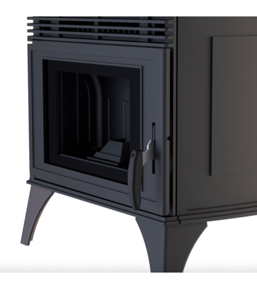 Salamandra a pellets slim 13 kW VERNON vidro preto Fabrico europeu na nossa loja online