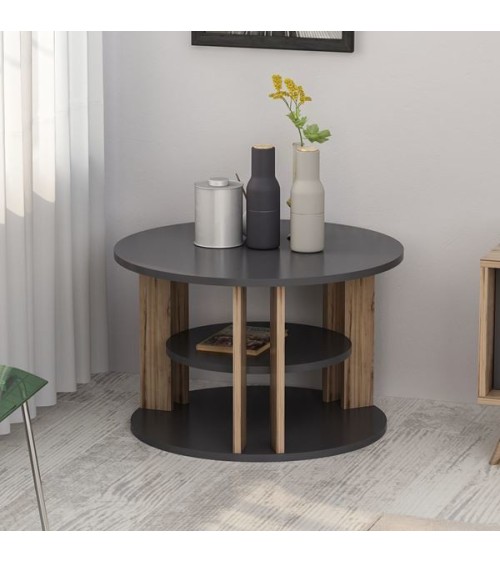 Salon complet Rilla bois et gris