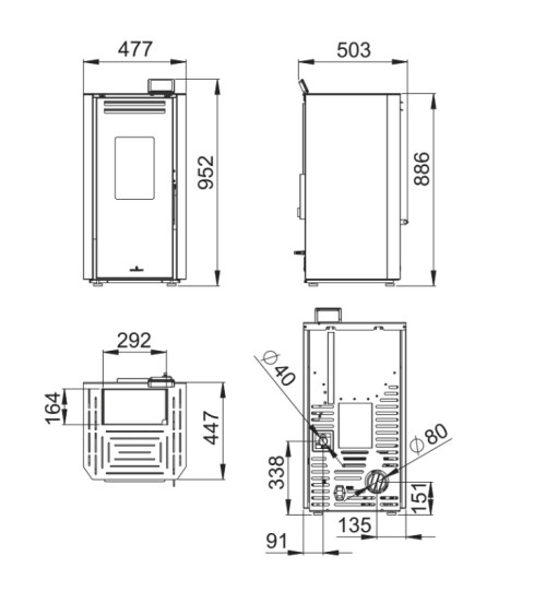 Poêle à Pellet Tina 7 kW - Moka