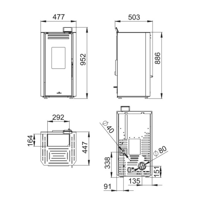 Stufa a pellet Tina moka 7kW