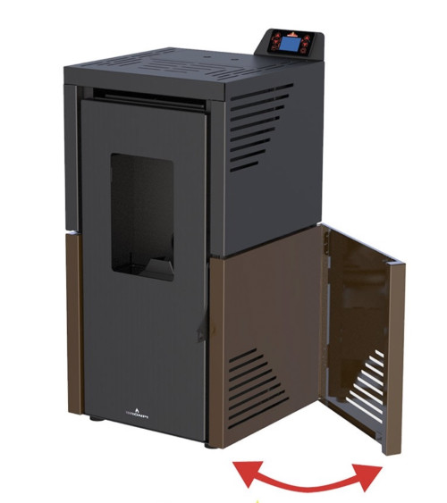 Salamandra a pellets slim 13 kW VERNON vidro preto Fabrico europeu na nossa loja online