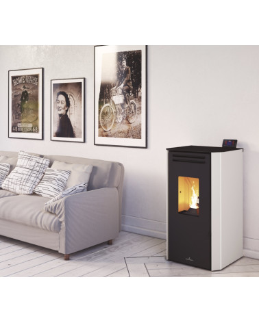 copy of Poêle à pellet canalisable slim 13 kW verre noir VERNON