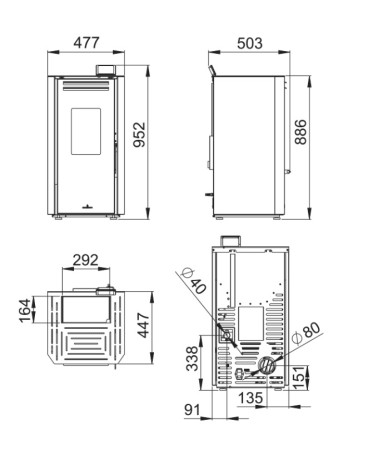 Poêle à Pellet Tina BRONPI 7 kW - Noir