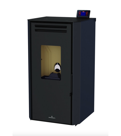 Pelletkachel slim 13 kW VERNON zwart glas Europese productie in onze online shop