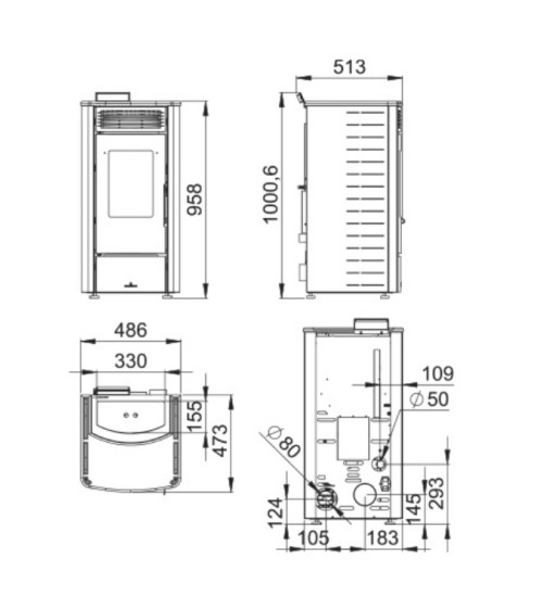 Stufa a pellet Rita Avorio 9kW