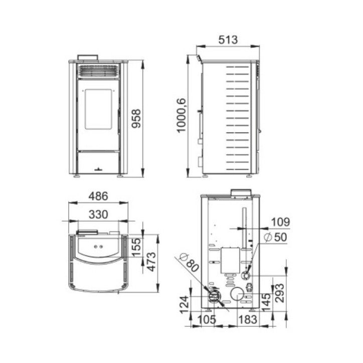 Stufa a pellet Rita Avorio 9kW