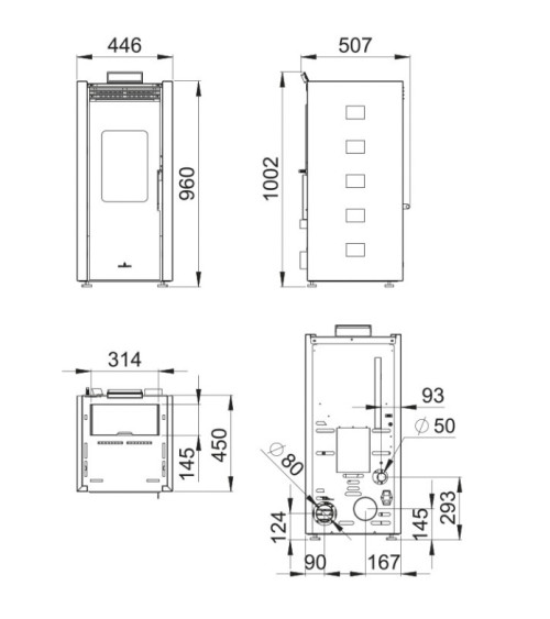 Poêle à pellet 9kW - Zoé Noir