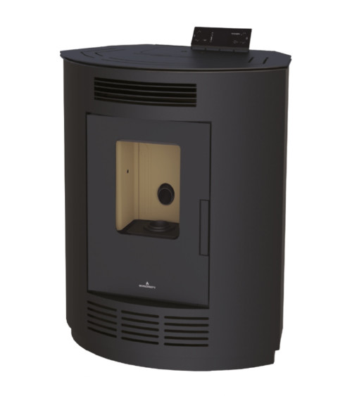 Pelletkachel slim 13 kW VERNON zwart glas Europese productie in onze online shop