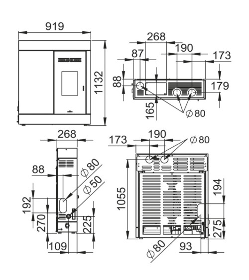 Poêle à pellet 9kW Cira Noir