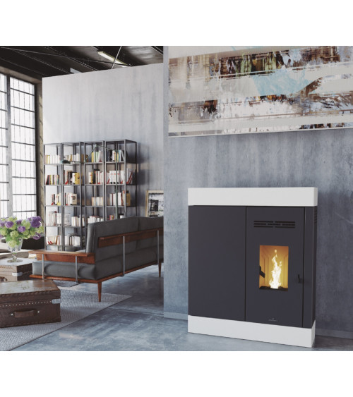 Poêle à pellet/granulés canalisable slim 13 kW verre noir VERNON fabrication européenne sur notre boutique en ligne
