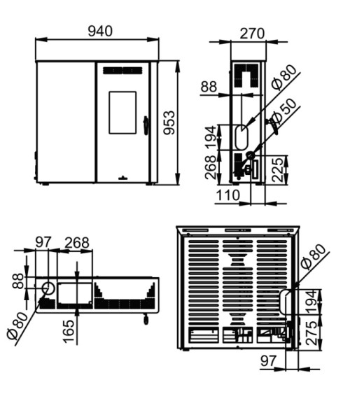 Stufa a pellet Lupe Avorio da 9 kW