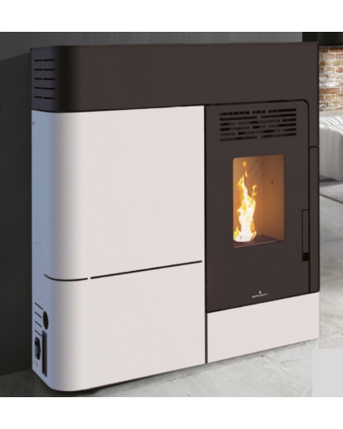 Stufa a pellet Clara 11kW nera e bianca