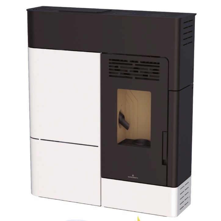 Stufa a pellet Clara 11kW nera e bianca