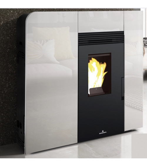 Pelletkachel slim 13 kW VERNON zwart glas Europese productie in onze online shop