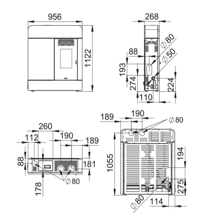 Poêle à pellet Dora 11kW Blanc effet bois BRONPI