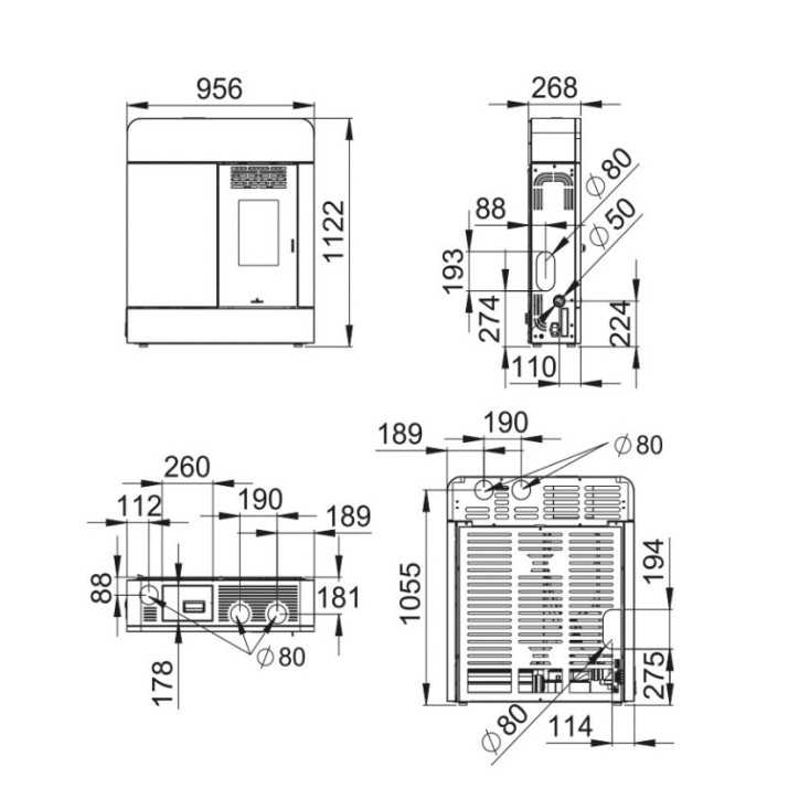 copy of Pellettikamiina slim 13 kW musta lasi VERNON