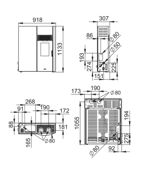 copy of Pelletkachel slim 13 kW zwart glas VERNON