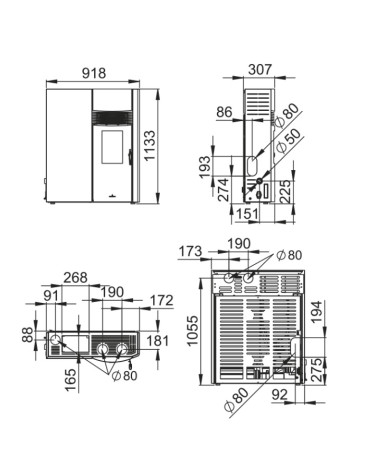 Stufa a pellet Adry 11kW in pietra grigia