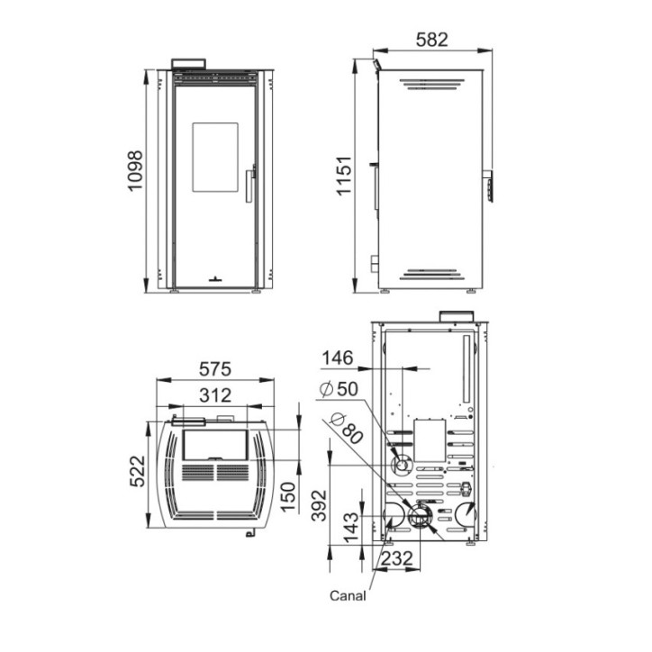Stufa a pellet Noa 11kW Moka