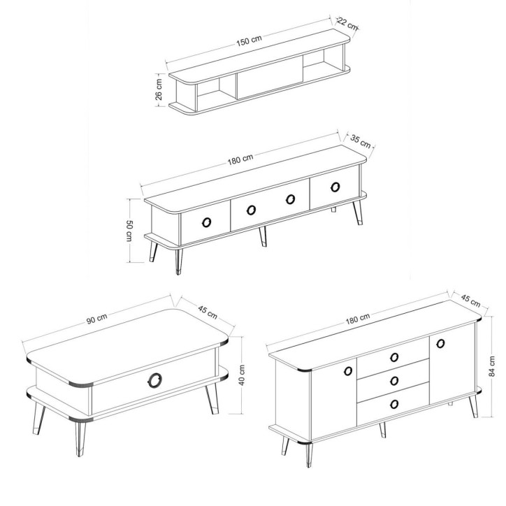 Salon complet Bien marbre noir