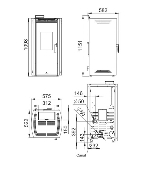 Poêle à pellet Noa BRONPI 11kW Ivoire