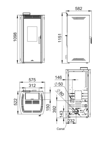 Poêle à pellet Noa BRONPI 11kW Ivoire