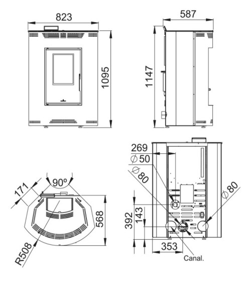 copy of Pellettikamiina slim 13 kW musta lasi VERNON