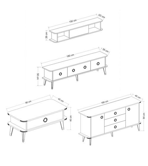 Salon complet Bien marbre noir