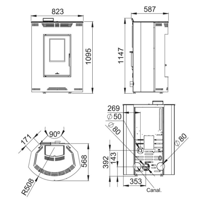 Stufa a pellet Princesa Nera 11,7kW