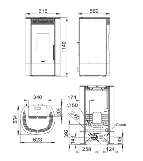 Poêle à pellet Mila noir 11 kW