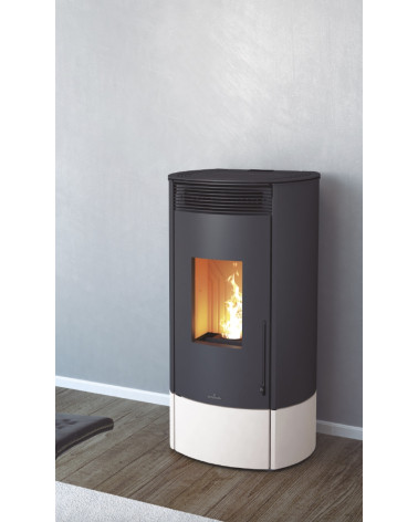 Salamandra a pellets slim 13 kW VERNON vidro preto Fabrico europeu na nossa loja online