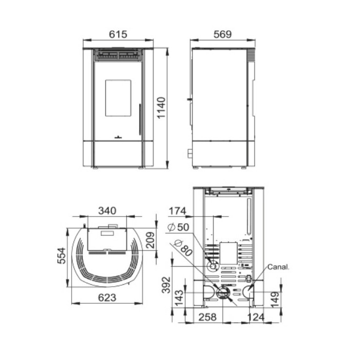 Stufa a pellet Mila avorio 11 kW