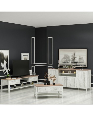 Salon complet Rosa gris clair et bois