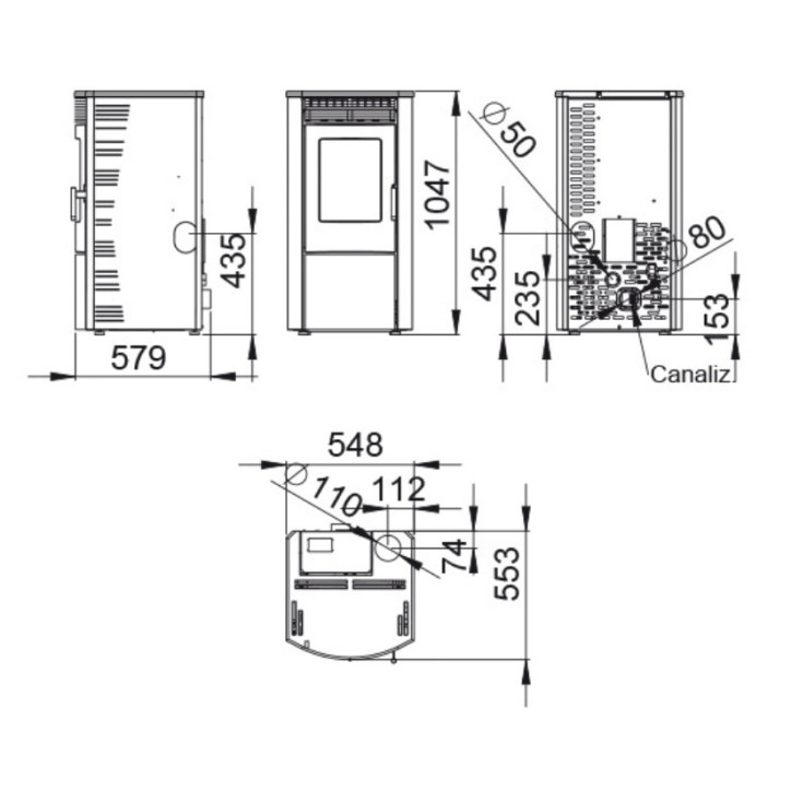 copy of Pellettikamiina slim 13 kW musta lasi VERNON