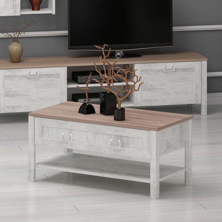 Salon complet Rosa gris clair et bois