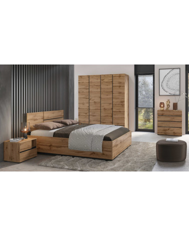 Chambre complète CROSS Chène 160x200 cm