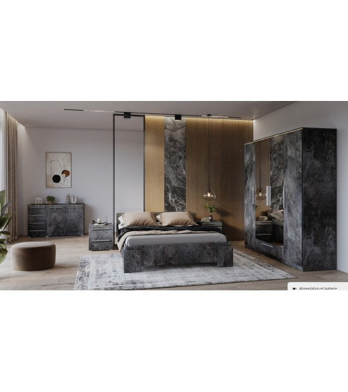Chambre complète INDIA Gris Pierre 160x200 cm