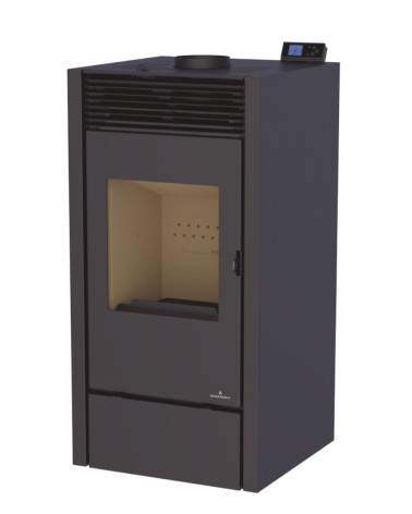 Estufa mixta leña/pellets negra 10 kW