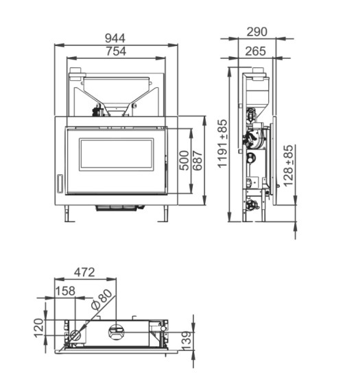 Insert à granulés Bruno-Slim 10kW